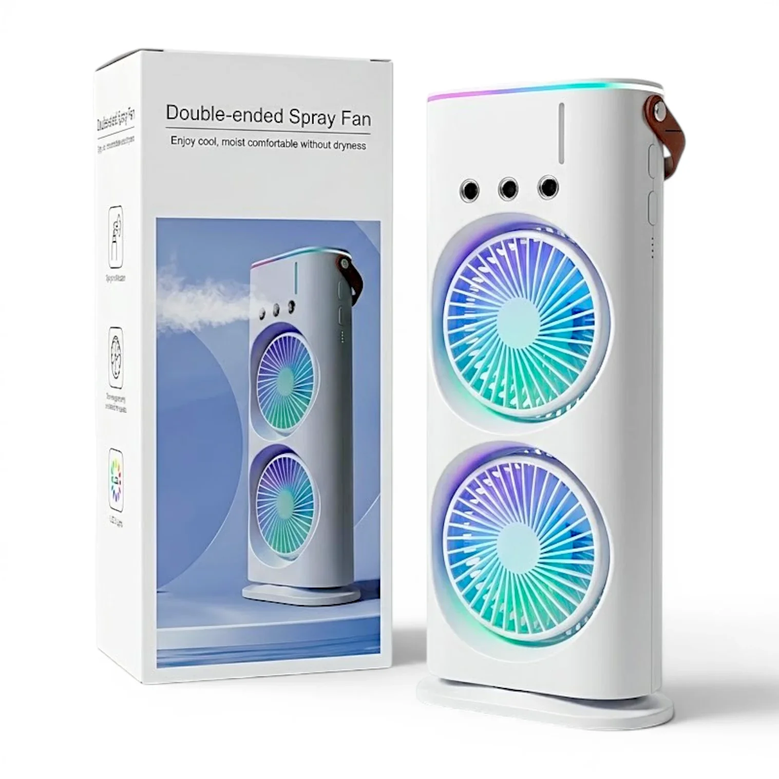 0601743 Rechargeable Fan China 204 - Portable 3-Speed Cooling Fan with LED Light & Overcharge Protection - Image 1
