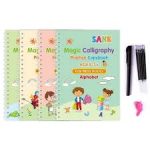 Montessori Reusable Magic Book 4Magic Books + 1Magic Pen + 10Refills + 1Grip Children's Calligraphy Copybook Magic Writin - Image 2