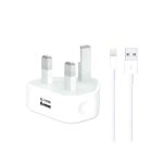 Iphone Usb 5W Power Adaptor UK Pin With Lightning to Usb Cable