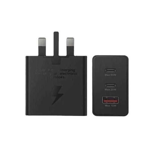 a2c601bf581776508945 65W SAMSUNG UK PIN PD POWER ADAPTOR TRIO USB C x 2PORTS, USB-A PORT - Image 1